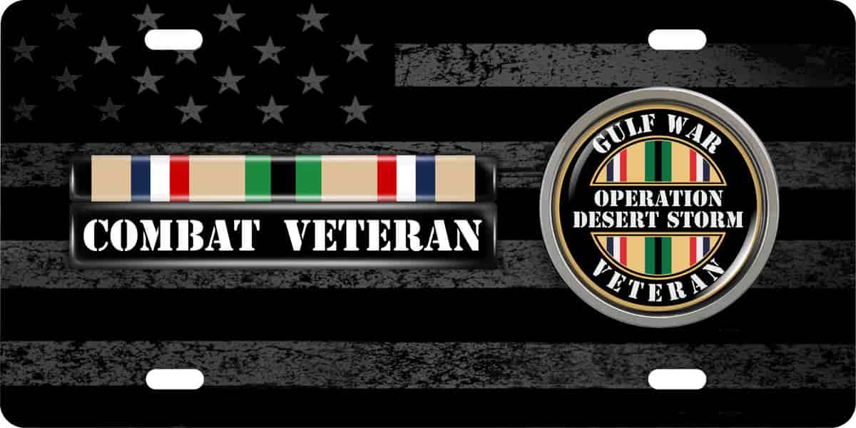 Desert Storm Gulf Combat Veteran - Stainless Steel Car License Plate